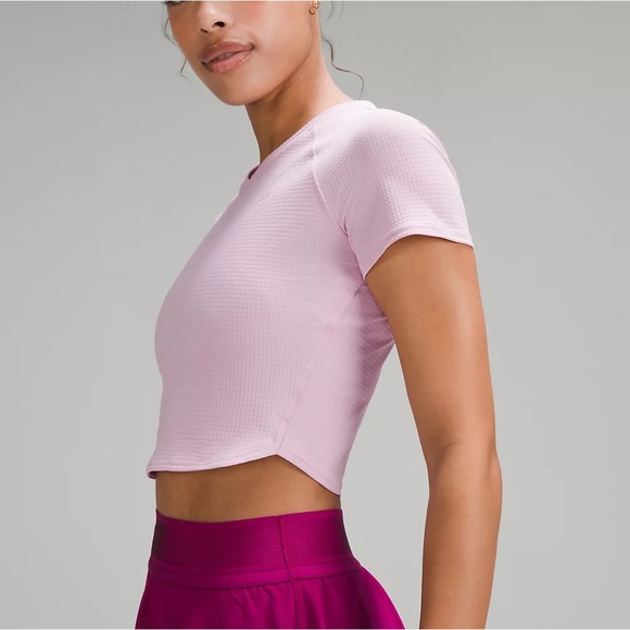 BRAND NEW Lululemon Grid-Texture Cropped Tennis Short-Sleeve Shirt - Picture 4 of 7